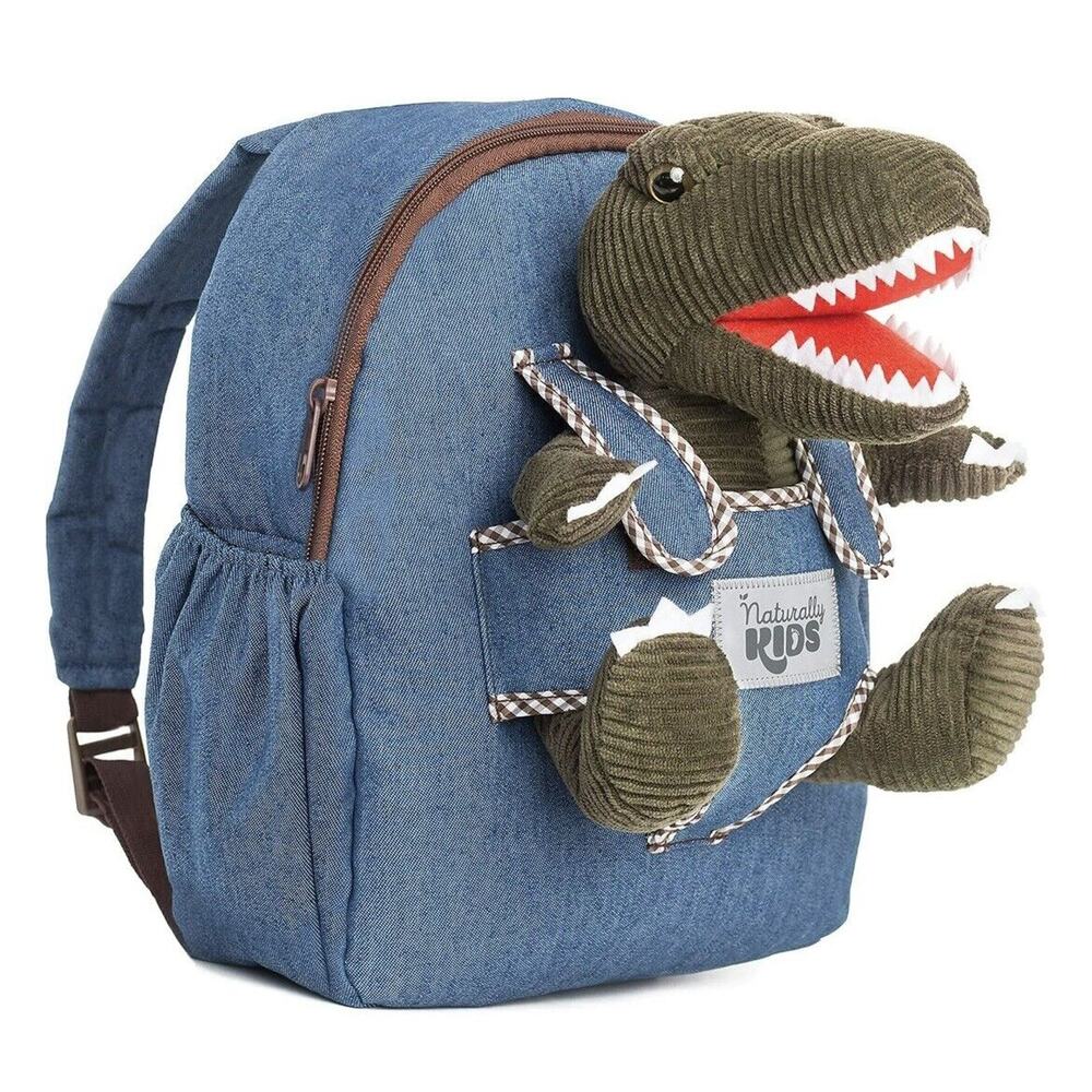 Green T-Rex Plush Dinosaur‎ Toy Backpack Small Naturally KIDS Toddler 3-5 Years